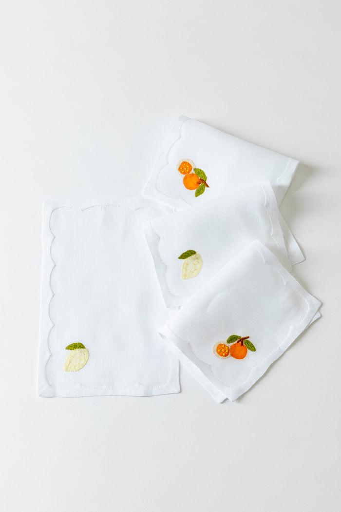 SET OF 4 CITRUS COCKTAIL NAPKINS
