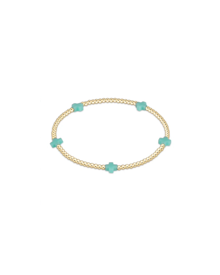 Signature Cross Small 2mm Gold Bracelet - Mint