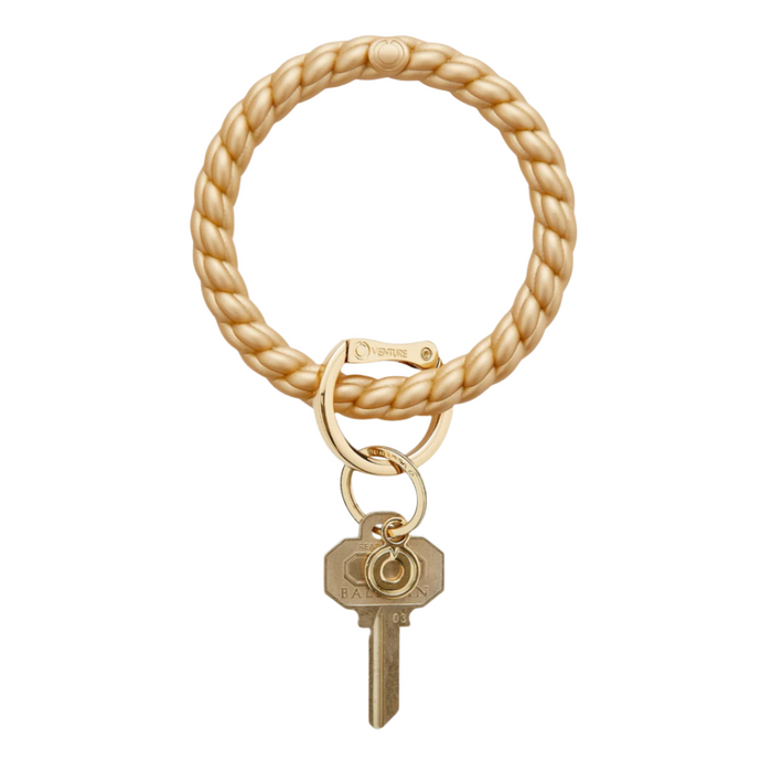 Silicone Big O® Key Ring, Solid Gold Rush Braided