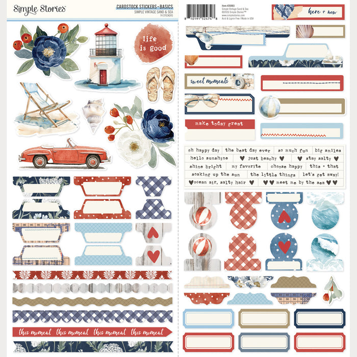 Simple Stories, Cardstock Stickers, Simple Vintage Sand & Sea - Basics