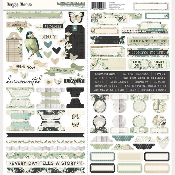 Simple Stories, Cardstock Stickers, Simple Vintage Timeless Harmony - Basics