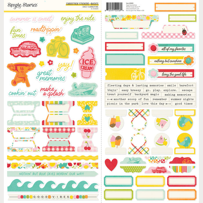Simple Stories, Cardstock Stickers, Sweet Summertime - Basics