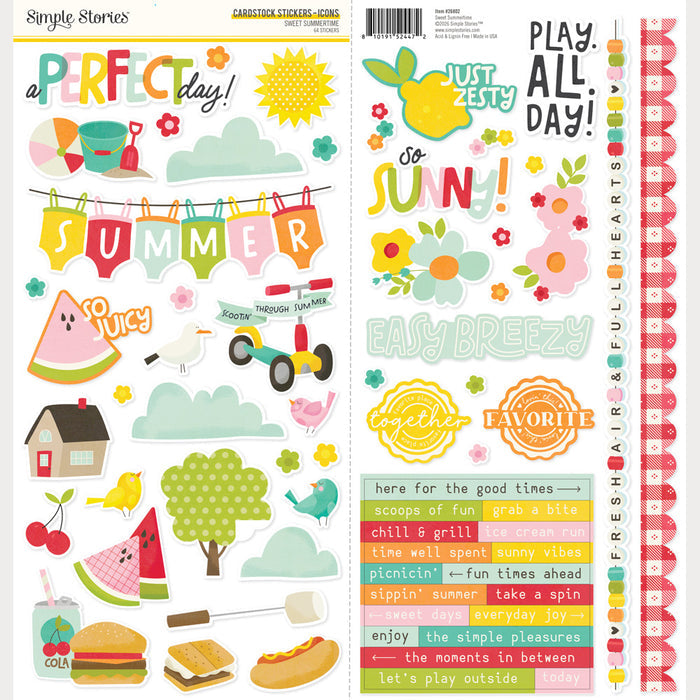 Simple Stories, Cardstock Stickers, Sweet Summertime - Icons