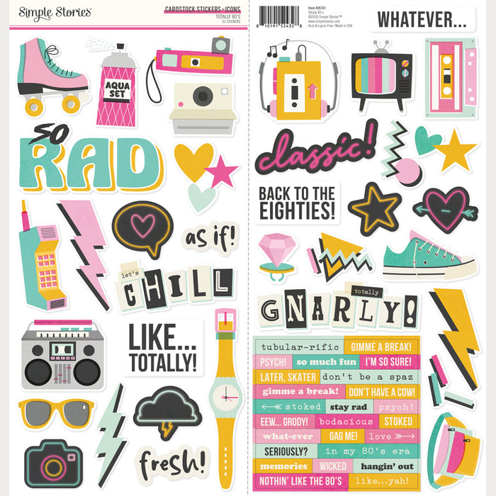 Simple Stories, Cardstock Stickers, Totally 80's - Icons