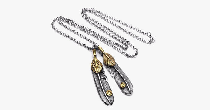 Stainless Steel Double Feather Pendant