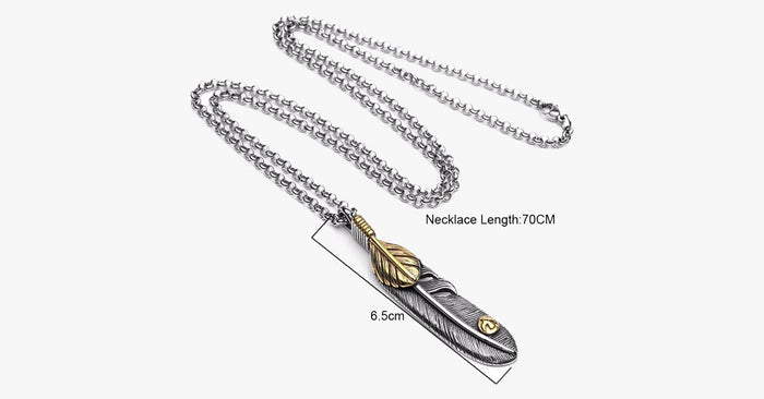 Stainless Steel Double Feather Pendant