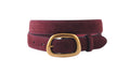 SUEDE BELT WITH ORGANIC SHAPE BUCKLE - BURGUNDY