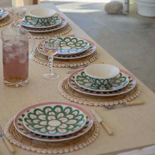 Symi Green & Pink Dessert Plate - Set of 2