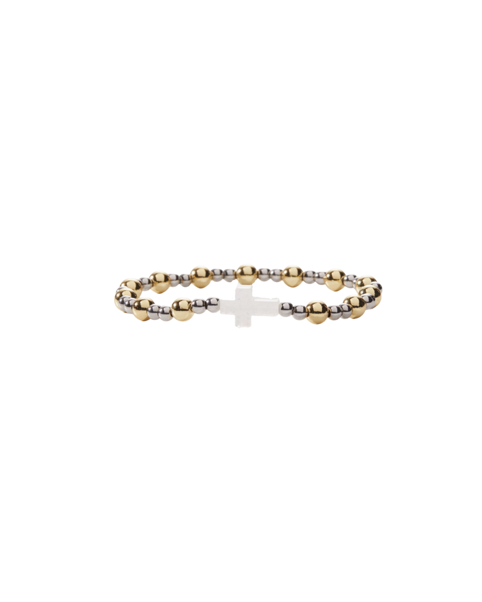 Two Tone Holy Water Cross Bracelet