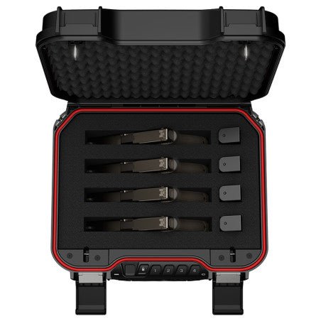 Vaultek Lifepod XRBi Biometric Weather Resistant Firearm Case Open with Handguns