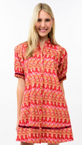 VELVET RIBBON TRIMMED DRESS - RED