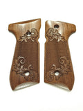 Walnut Floral Checkered Beretta 92fs Grips X