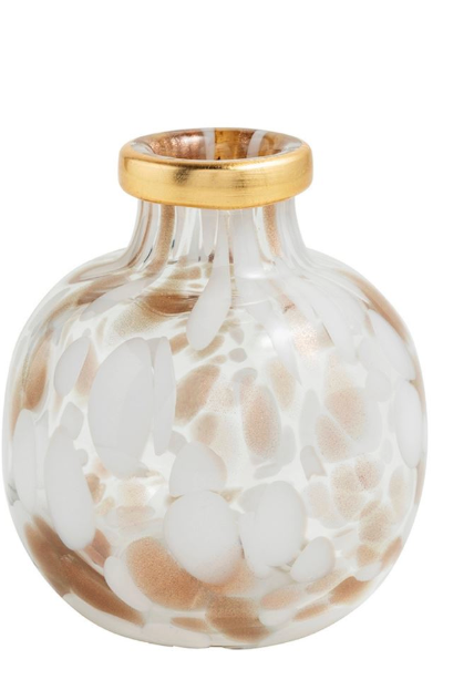WHITE AND GOLD TORTOISE VASE - 2 SIZES