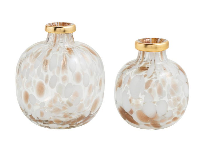 WHITE AND GOLD TORTOISE VASE - 2 SIZES