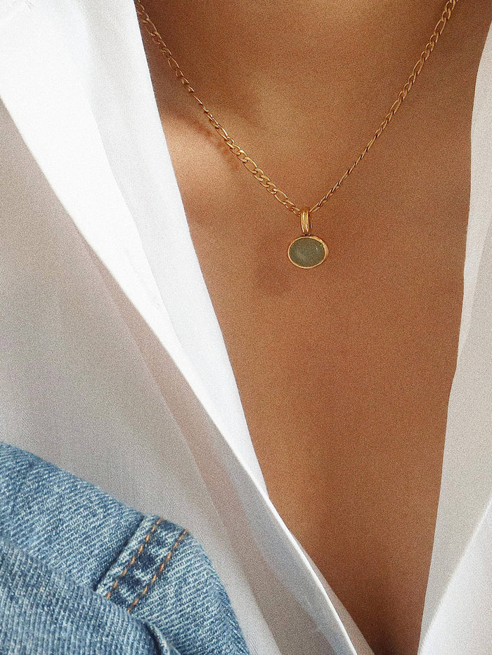 WINSLOW GREEN STONE PENDANT CHAIN NECKLACE
