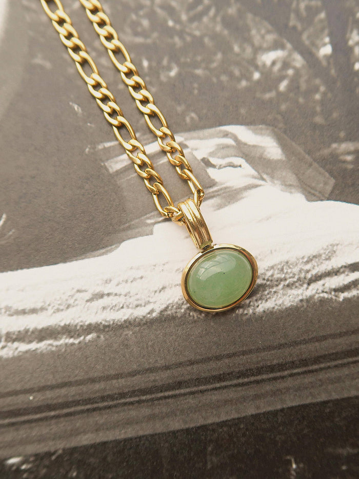 WINSLOW GREEN STONE PENDANT CHAIN NECKLACE