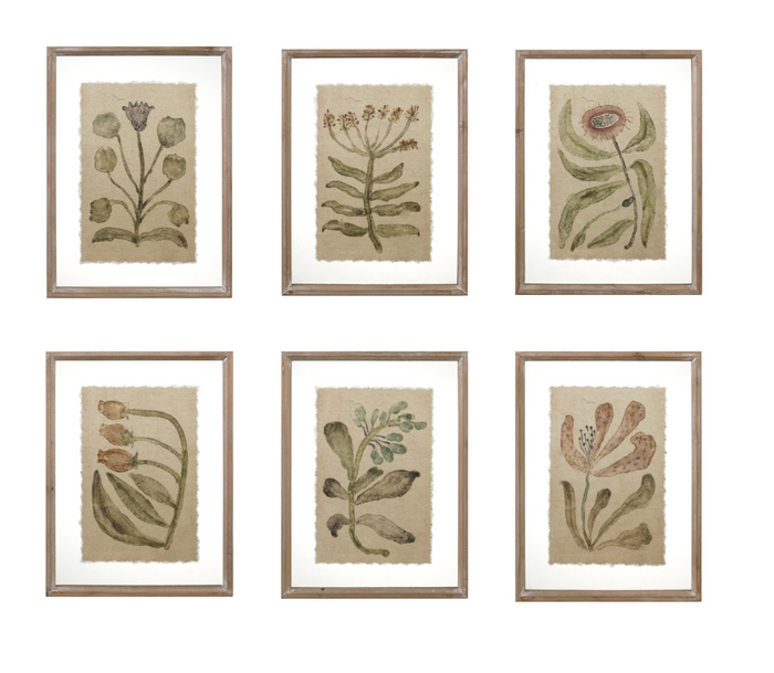 WOOD FRAMED GLASS FLOATING WALL DÉCOR WITH FLORAL IMAGE - 6 STYLES
