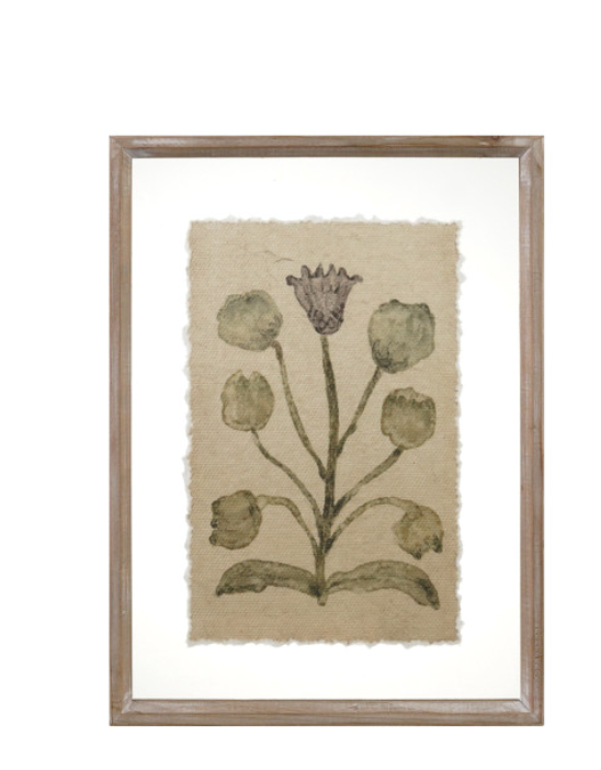 WOOD FRAMED GLASS FLOATING WALL DÉCOR WITH FLORAL IMAGE - 6 STYLES